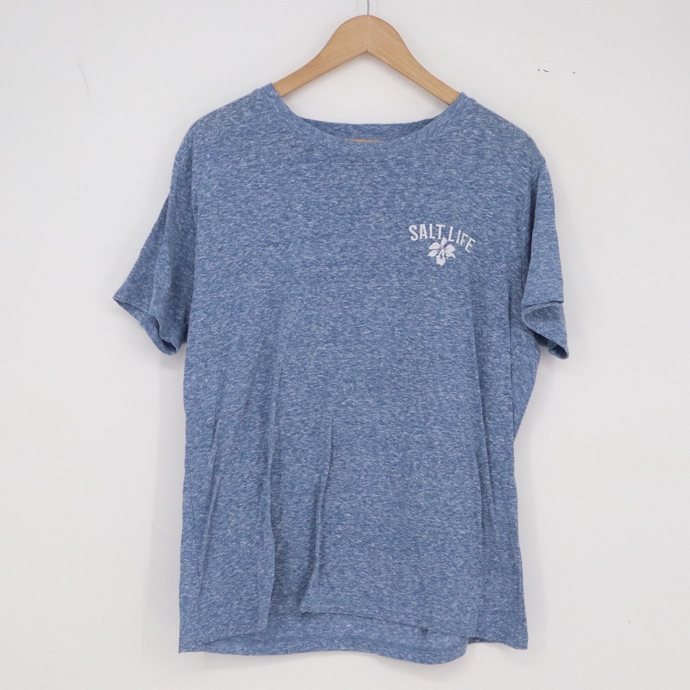 Salt Life T-Shirt Mens XL Live Salty Blue Heathered Graphic Fishing Excellent